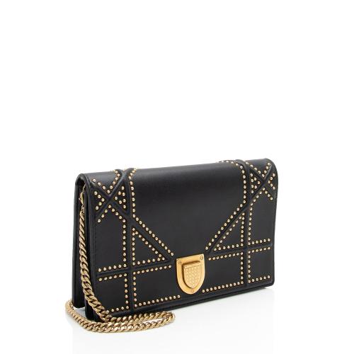 Dior Calfskin Studded Diorama Wallet on Chain Bag