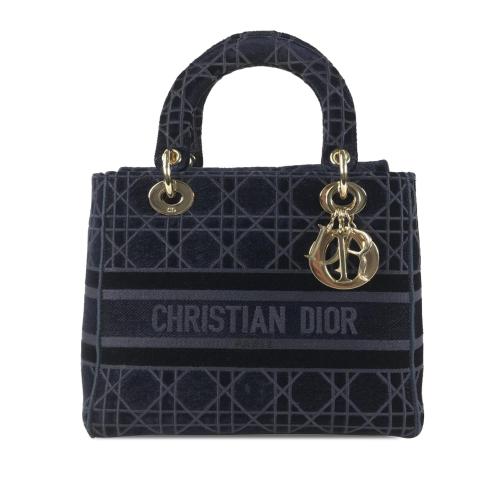 Dior Medium Cannage Velvet Lady D-Lite