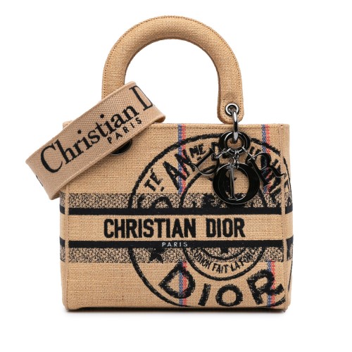 Dior Medium Canvas Jute Embroidered Lady D Lite