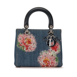 Dior Medium Denim Floral Embellished Lady Dior