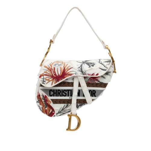 Dior Medium Embroidered Floral Saddle