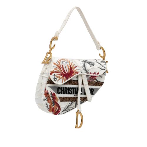 Dior Medium Embroidered Floral Saddle