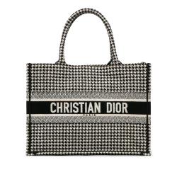 Dior Medium Houndstooth Embroidered Book Tote