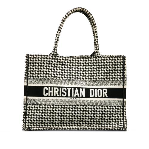 Dior Medium Houndstooth Embroidered Book Tote