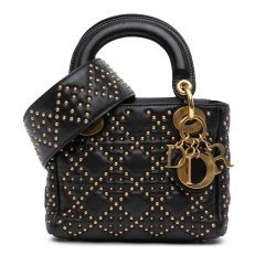 Dior Mini Calfskin Cannage Studded Supple Lady Dior