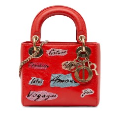 Dior Mini Calfskin Sequin Embellished Lady Dior