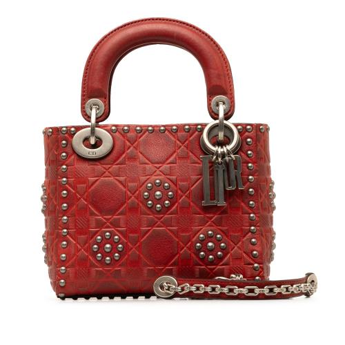 Dior Mini Embossed Calfskin Cannage Studded Supple Lady Dior