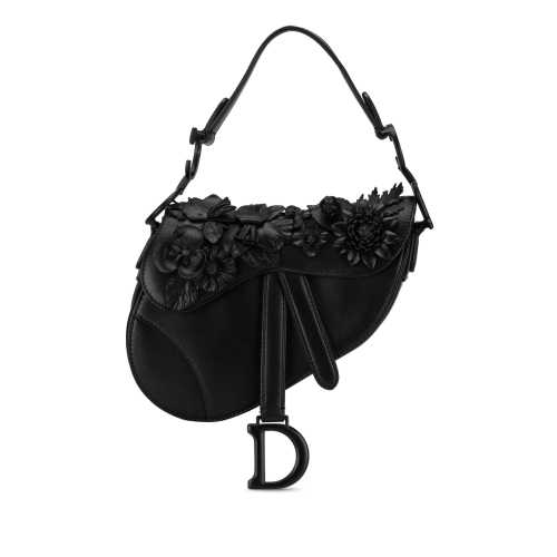 Dior Mini Lambskin Floral Applique Saddle