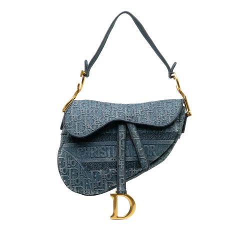 Dior Oblique Denim Saddle Bag