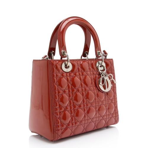 Dior Patent Leather Lady Dior Medium Tote