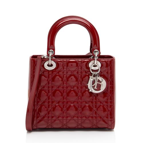 Dior Patent Leather Lady Dior Medium Tote