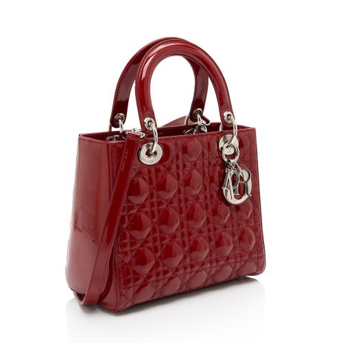 Dior Patent Leather Lady Dior Medium Tote