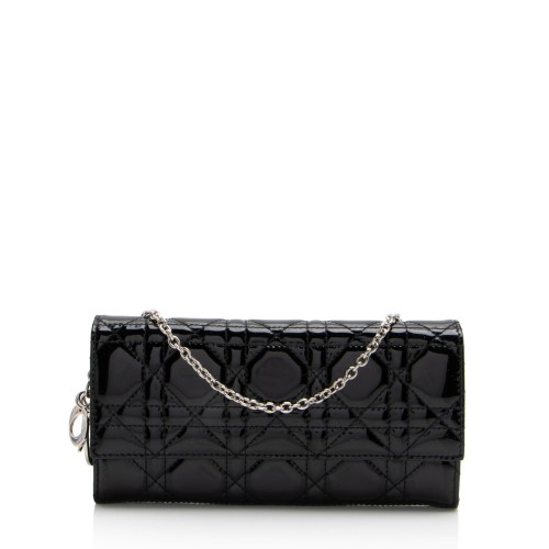 Dior Patent Leather Lady Dior Wallet on Chain