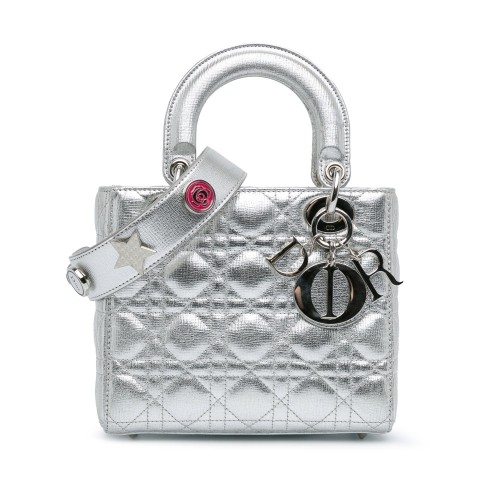 Dior Small Metallic Grained Calfskin Cannage Lucky Badges My Lady Dior