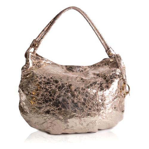 Donna Karan Metallic Leather Hobo Handbag