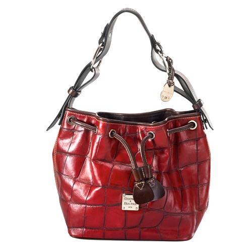 Dooney & Bourke Croc Embossed Drawstring Shoulder Handbag