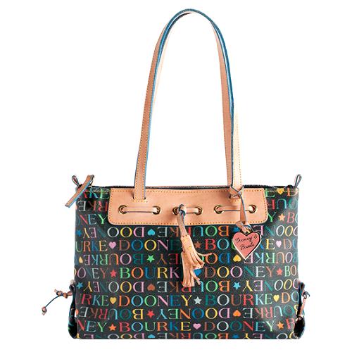 Dooney & Bourke Large Multicolor Tassel Top Zip Shoulder Tote