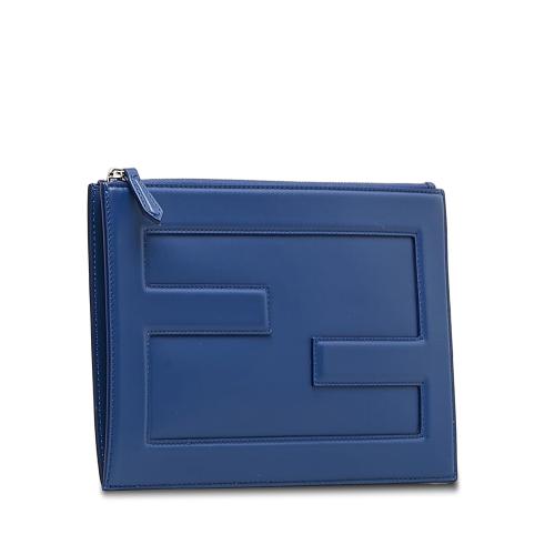 Fendi Baguette Leather Zip Clutch Bag