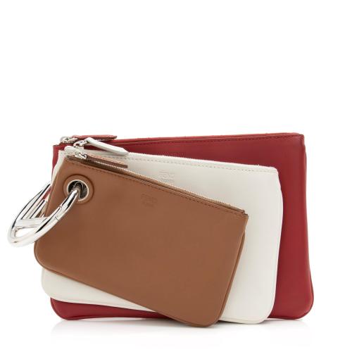 Fendi Calfskin F is Fendi Triplette Pouch Set