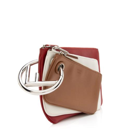 Fendi Calfskin F is Fendi Triplette Pouch Set