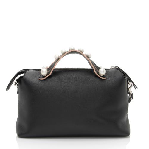 Fendi Calfskin Faux Pearl Embellished By The Way Medium Satchel