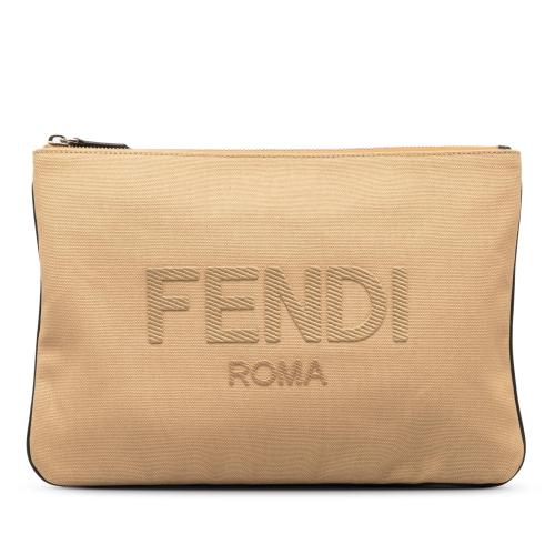 Fendi Canvas Roma Clutch