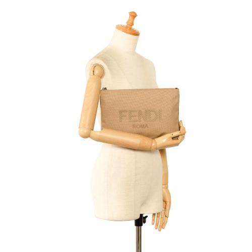 Fendi Canvas Roma Clutch