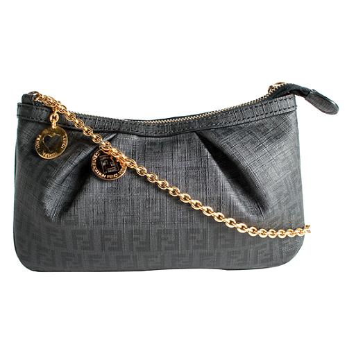 Fendi Zucchino Chain-Strap Forever Mini Pochette Shoulder Handbag 