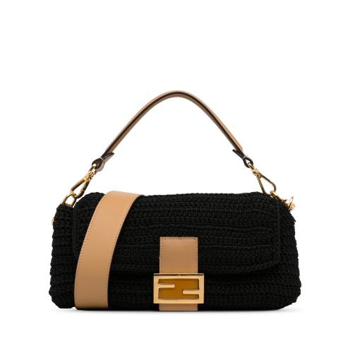 Fendi Crochet Raffia Baguette Satchel