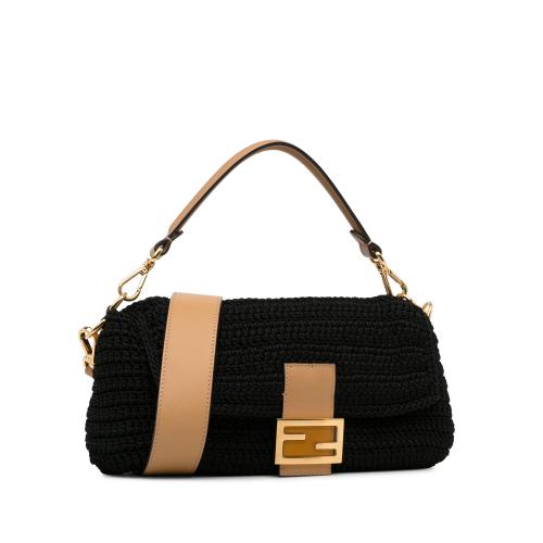 Fendi Crochet Raffia Baguette Satchel