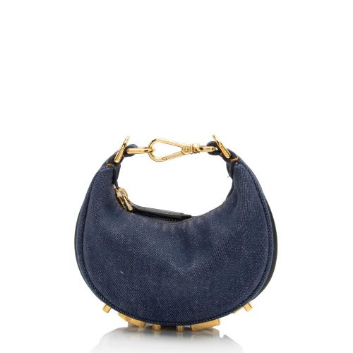 Fendi Denim Fendigraphy Nano Hobo Charm