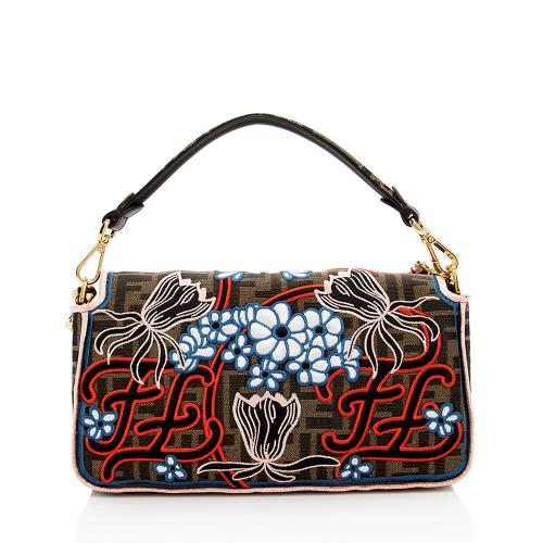 Fendi Embroidered Karligraphy Baguette Shoulder Bag