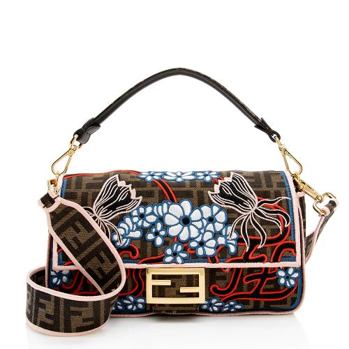 Fendi Embroidered Karligraphy Baguette Shoulder Bag