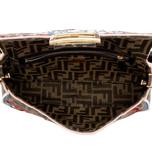 Fendi Embroidered Karligraphy Baguette Shoulder Bag