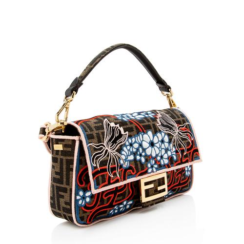 Fendi Embroidered Karligraphy Baguette Shoulder Bag