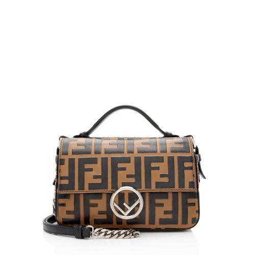 Fendi FF Embossed Calfskin Double Micro Baguette Bag