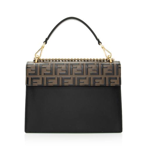 Fendi FF Embossed Calfskin Kan I Medium Shoulder Bag