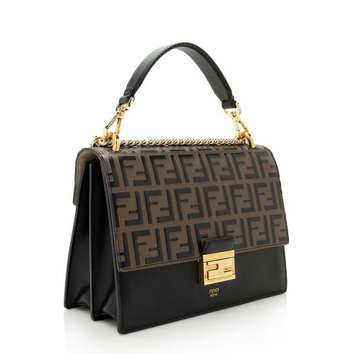 Fendi FF Embossed Calfskin Kan I Medium Shoulder Bag