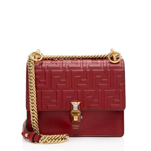 Fendi FF Embossed Calfskin Kan I Small Shoulder Bag