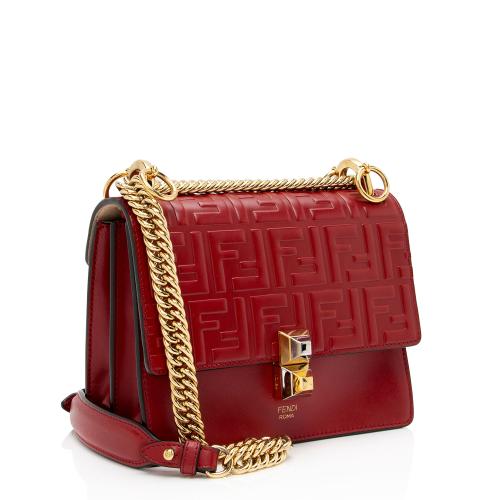 Fendi FF Embossed Calfskin Kan I Small Shoulder Bag