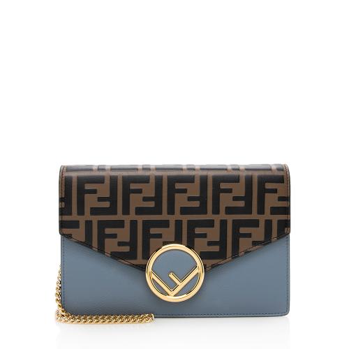 Fendi FF Embossed Calfskin Wallet on Chain Mini Bag