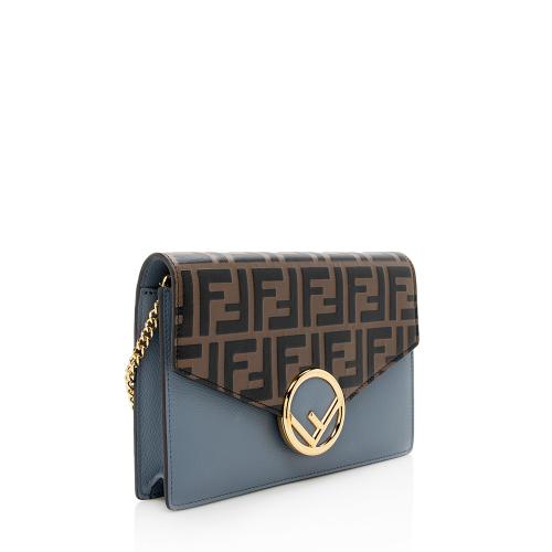 Fendi FF Embossed Calfskin Wallet on Chain Mini Bag