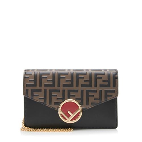 Fendi FF Embossed Calfskin Wallet on Chain Mini Bag