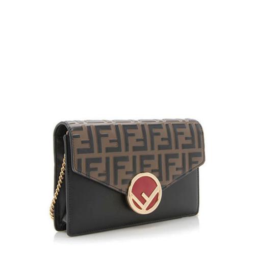 Fendi FF Embossed Calfskin Wallet on Chain Mini Bag