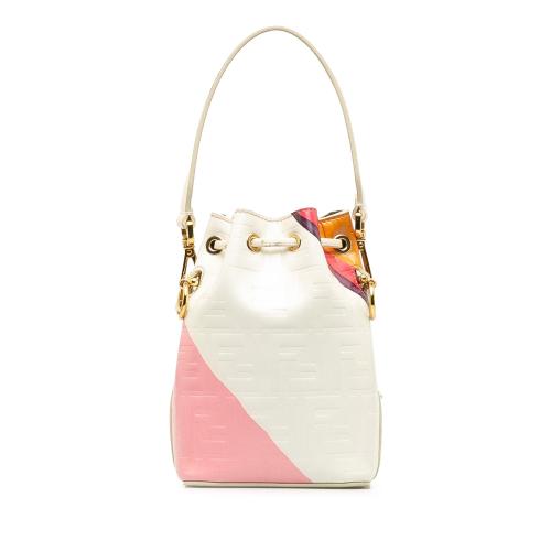 Fendi FF Embossed Striped Mini Mon Tresor Bucket Bag