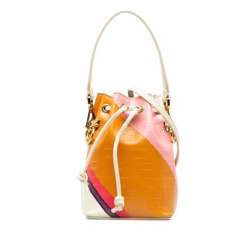 Fendi FF Embossed Striped Mini Mon Tresor Bucket Bag