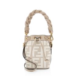 Fendi FF Embroidered Canvas Braided Mon Tresor Mini Bucket Bag