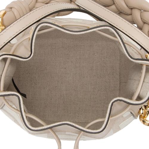 Fendi FF Embroidered Canvas Braided Mon Tresor Mini Bucket Bag