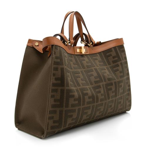 Fendi FF Embroidered Canvas Calfskin Peekaboo Medium X Tote