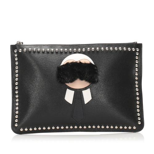 Fendi Karlito Leather Clutch Bag